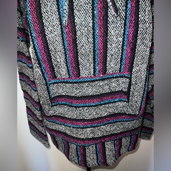Öland Vintage XL Baja Hoodie Rug Knit Mexican Pullover Surf Boho - Picture 3 of 9
